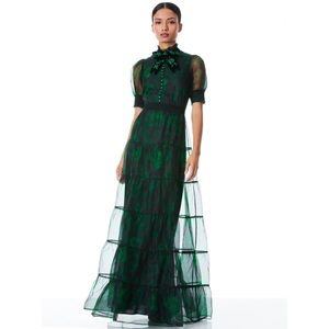 Alice and Olivia Coletta Maxi Dress Emerald